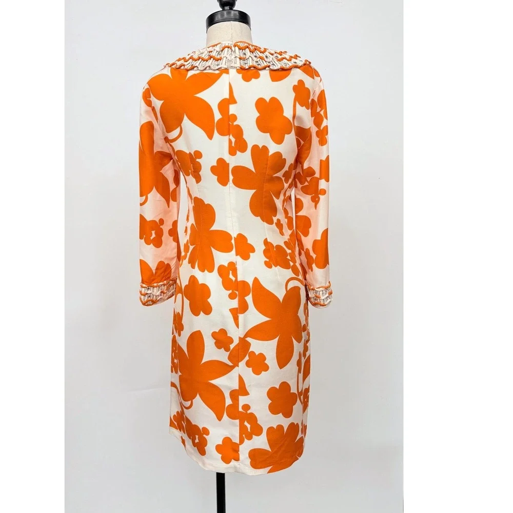 Tory Burch White and Orange Floral Mini Dress